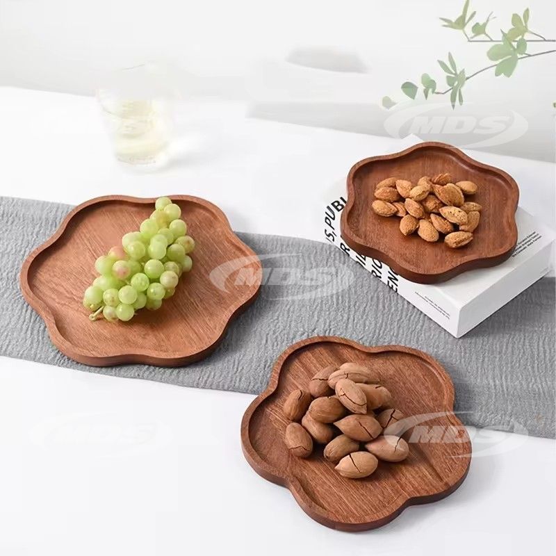 Custom reusable wooden petal-shaped serving trays platter home decor wooden service tray