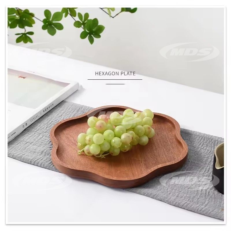 Custom reusable wooden petal-shaped serving trays platter home decor wooden service tray