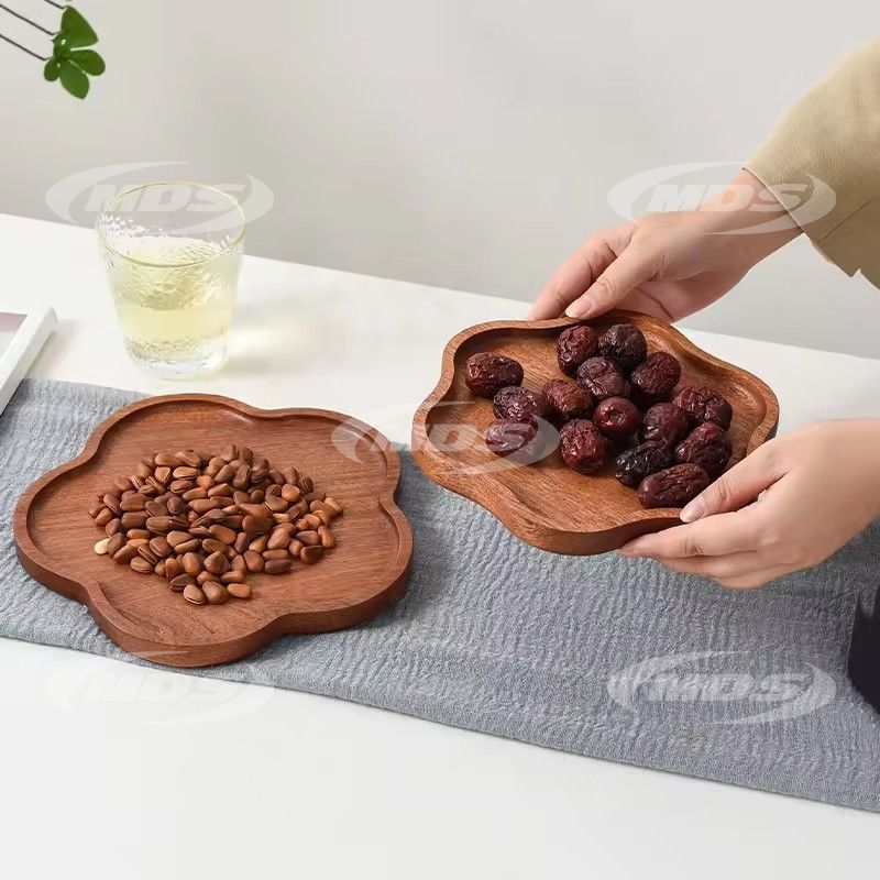 Custom reusable wooden petal-shaped serving trays platter home decor wooden service tray