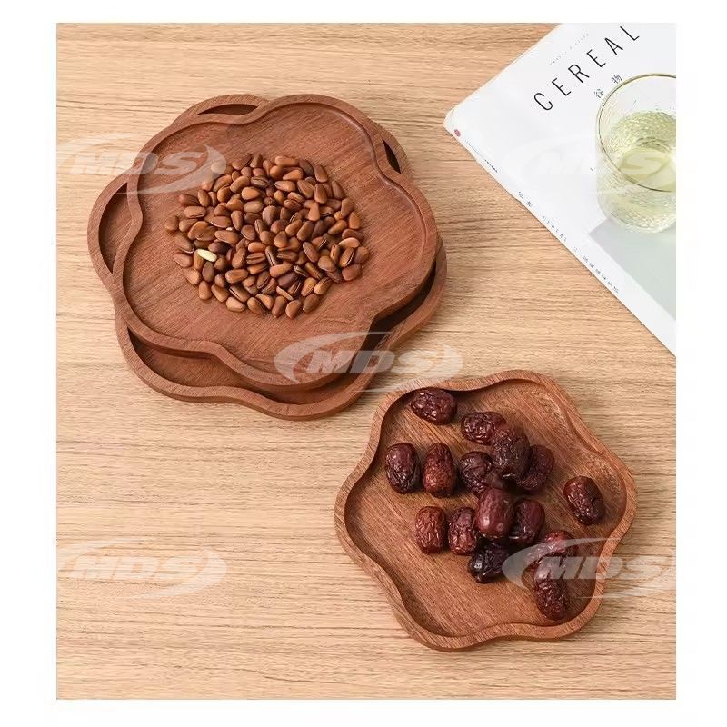 Custom reusable wooden petal-shaped serving trays platter home decor wooden service tray