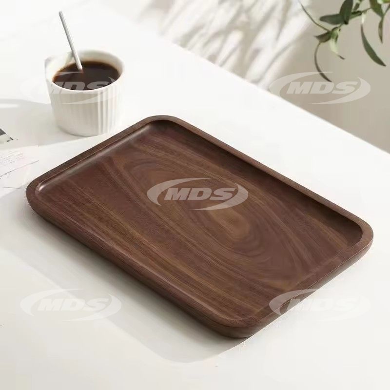 Custom solid wood ottoman trays rustic tea food fruit dessert coffee serving black walnut wood tray