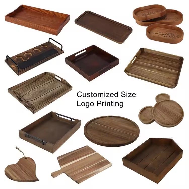 Custom tea coffee snack wooden serving tray hotel restaurant home different styles wood tray