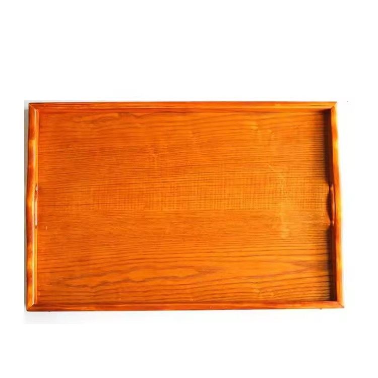 Eco-friendly custom logo large rectangular serving breakfast tray hotel restaurant wood trays