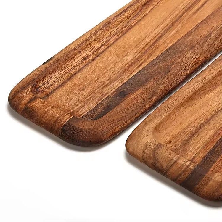 Eco-Friendly Rectangular Serving Tray Natural Acacia Wood Breakfast Tray for Sale