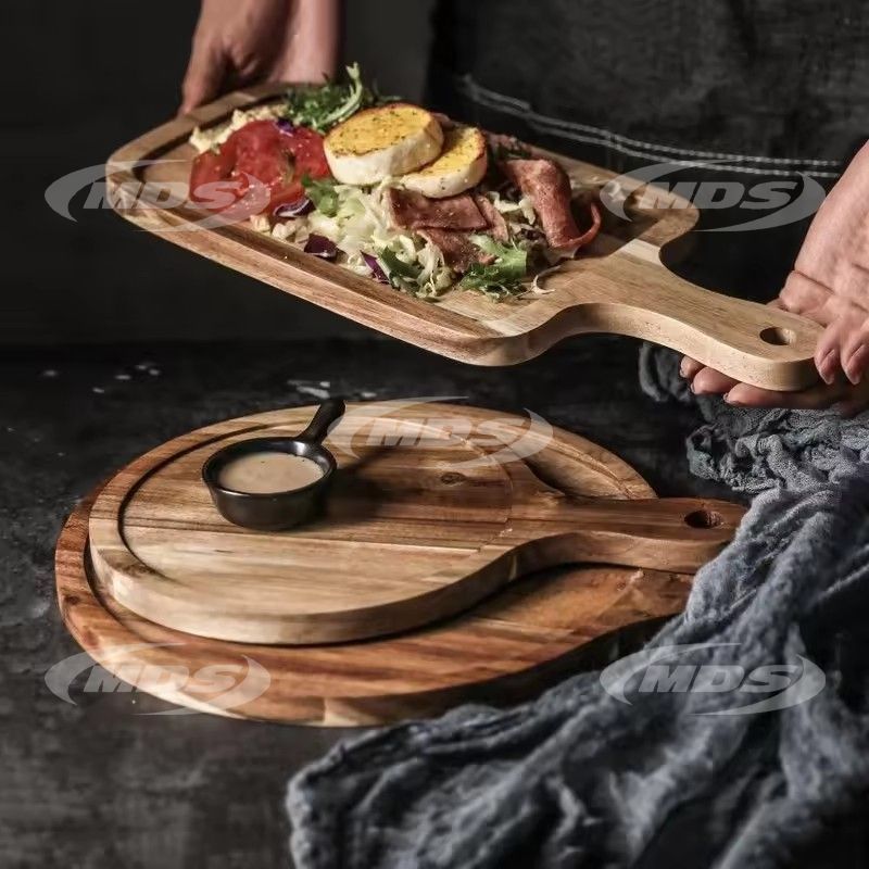 Modern home kitchen utensils acacia rectangle round wood pizza cutting board pizza plate wood serving tray