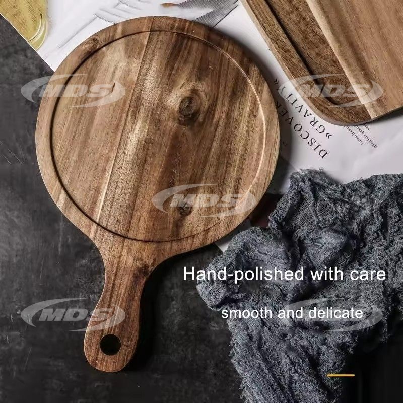 Modern home kitchen utensils acacia rectangle round wood pizza cutting board pizza plate wood serving tray