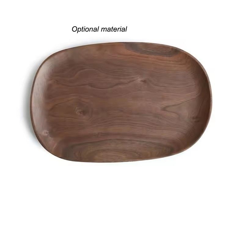 Natural wood steak serving tray customized logo unfinished round acacia wood dinner plate