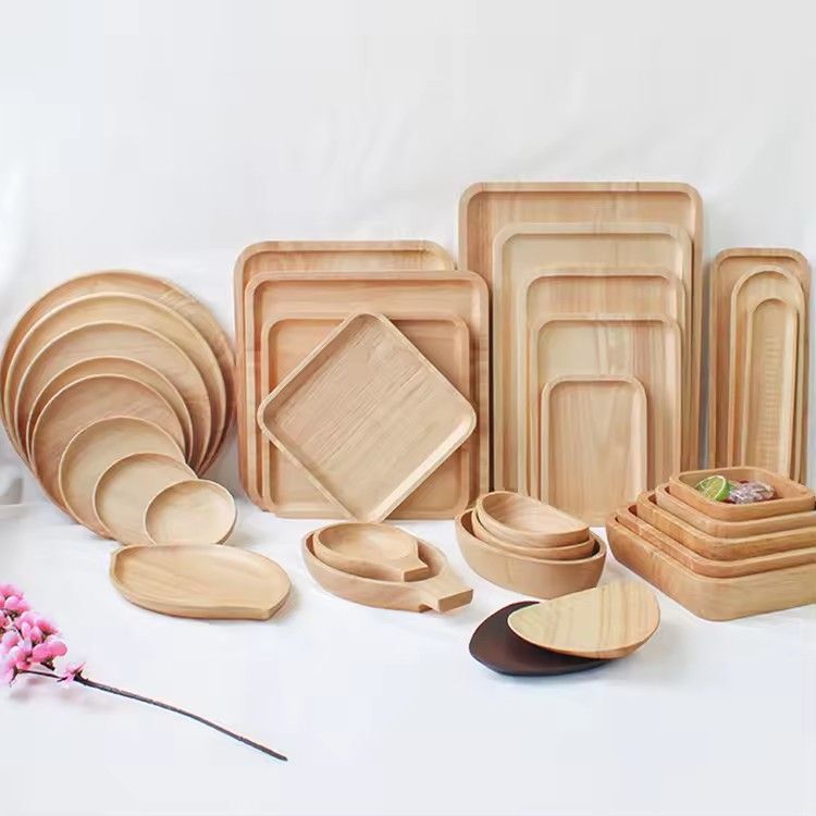 Manufactures wholesale rubberwood trays unfinished wooden serving tray set