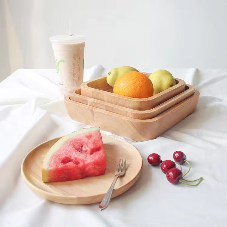 Manufactures wholesale rubberwood trays unfinished wooden serving tray set