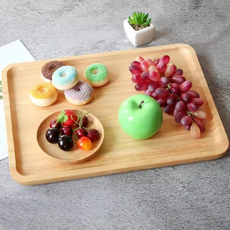 Manufactures wholesale rubberwood trays unfinished wooden serving tray set