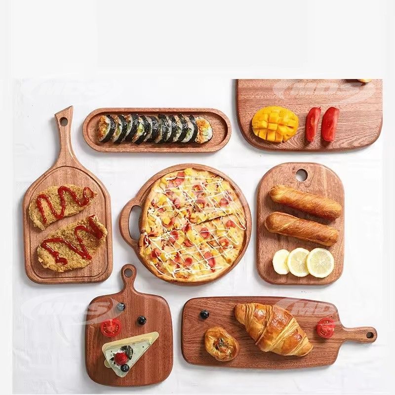 Nordic wood utensils tableware ebony wood tray cake snack plate irregular wood service tray