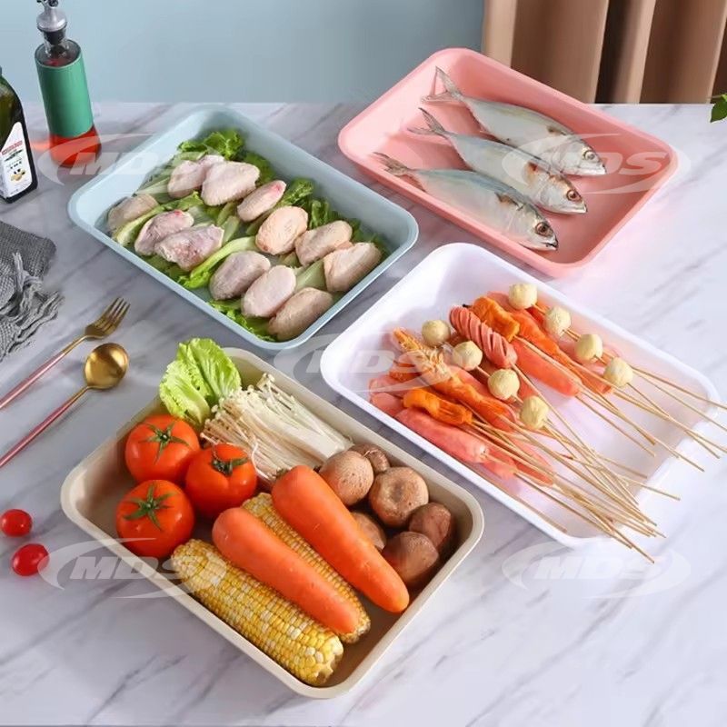 Rectangle trays plastic fruit meat vegetables platter tray food grade PP packing white disposable food tray