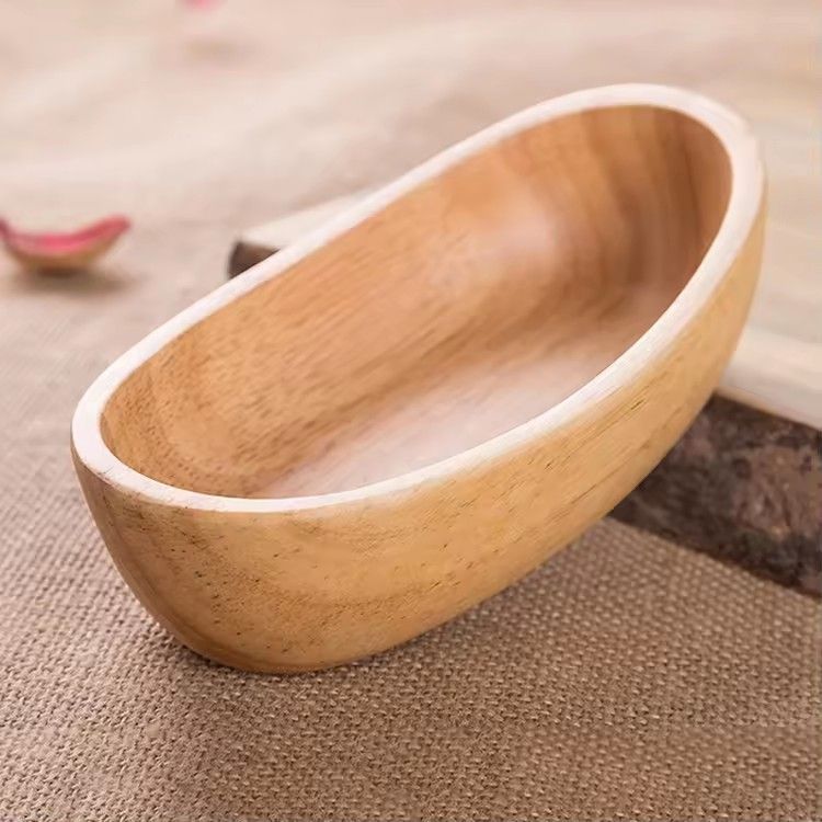 Rubberwood sushi serving boat plate hotel restaurant custom carved wood boat tray