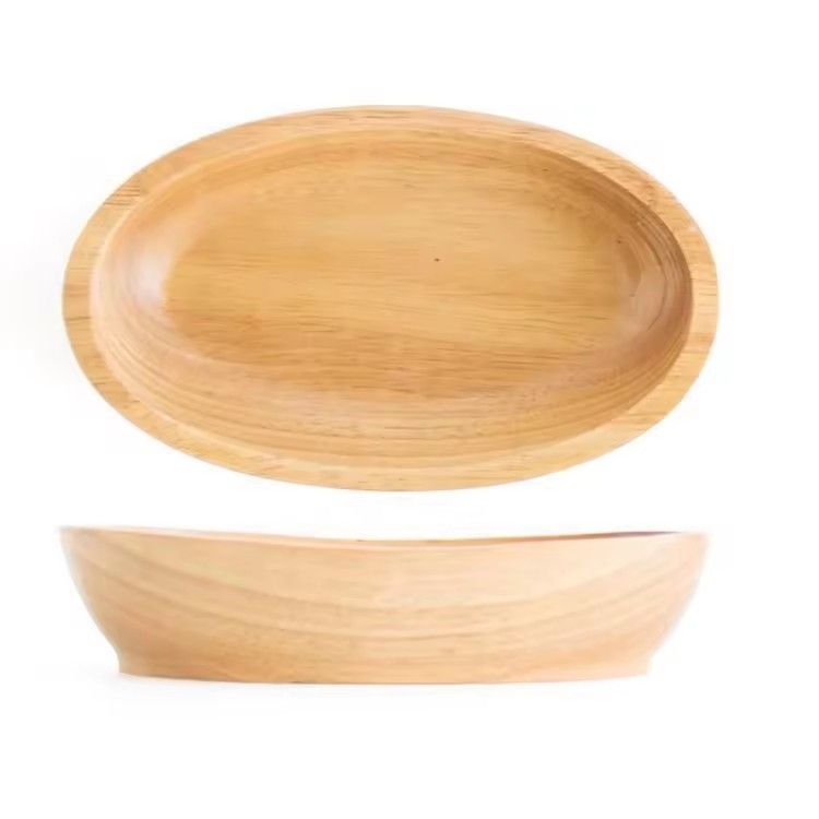 Rubberwood sushi serving boat plate hotel restaurant custom carved wood boat tray