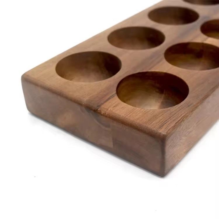 Walnut wood quail egg holder stores 18 eggs rack appetizers tray wooden egg serving tray