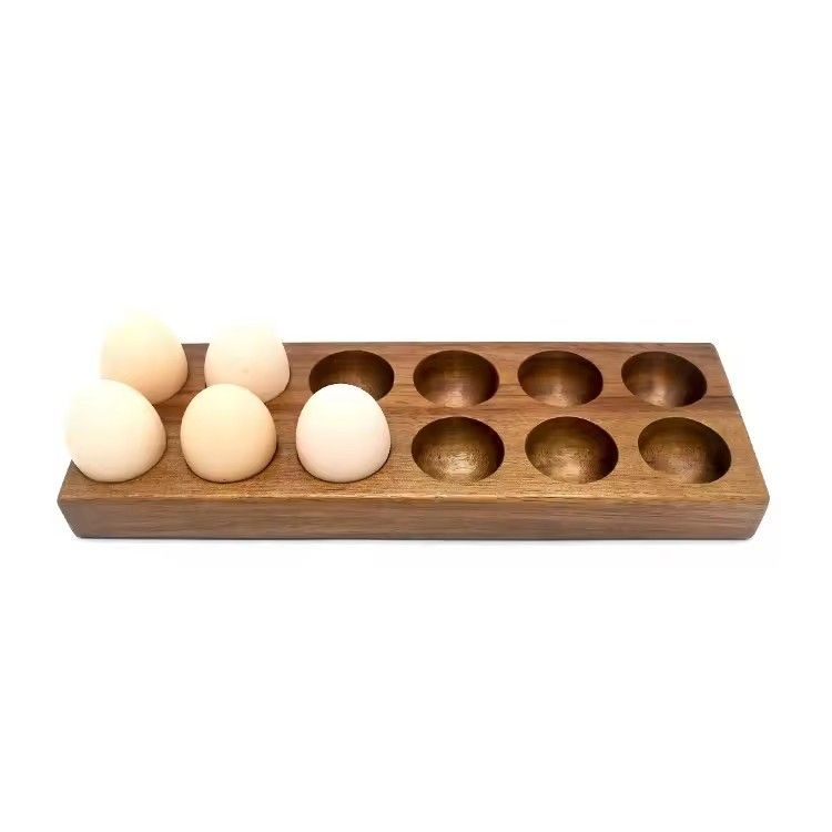 Walnut wood quail egg holder stores 18 eggs rack appetizers tray wooden egg serving tray