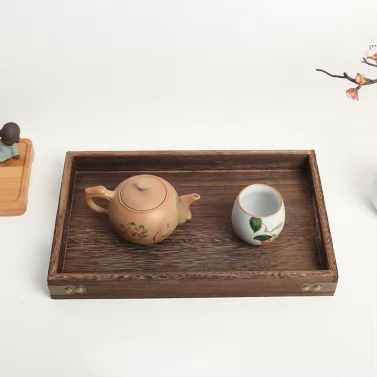 Wood breakfast coffee table trays nesting multipurpose rectangle serving tray with handle handmade wood tray