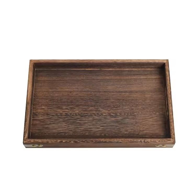 Wood breakfast coffee table trays nesting multipurpose rectangle serving tray with handle handmade wood tray