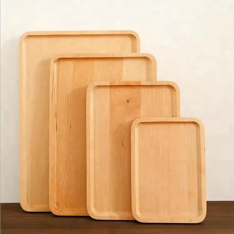 Wood plates for food coffee fruit cookie western restaurant rectangular natural solid wood tray