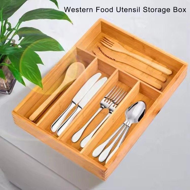 Wooden utensil cutlery tray drawer dividers kitchen organizer bamboo flatware drawer organizer