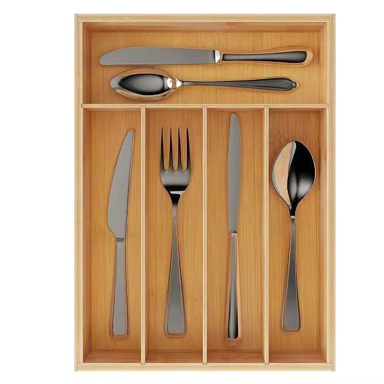 Wooden utensil cutlery tray drawer dividers kitchen organizer bamboo flatware drawer organizer