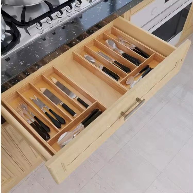 Wooden utensil cutlery tray drawer dividers kitchen organizer bamboo flatware drawer organizer