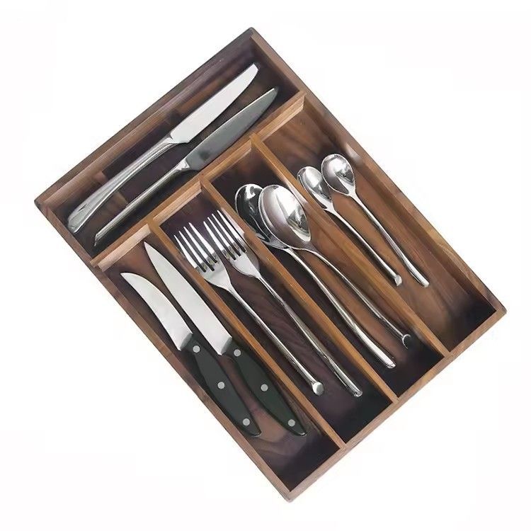 Wooden utensil cutlery tray drawer dividers kitchen organizer bamboo flatware drawer organizer