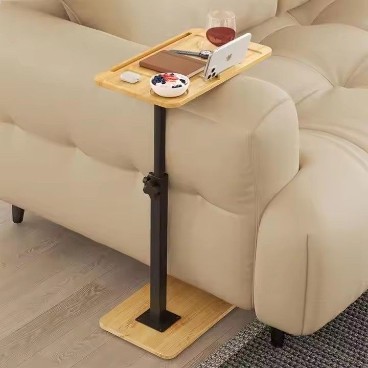 360° rotating phone holder bamboo sofa side table free standing adjustable sofa arm tray table