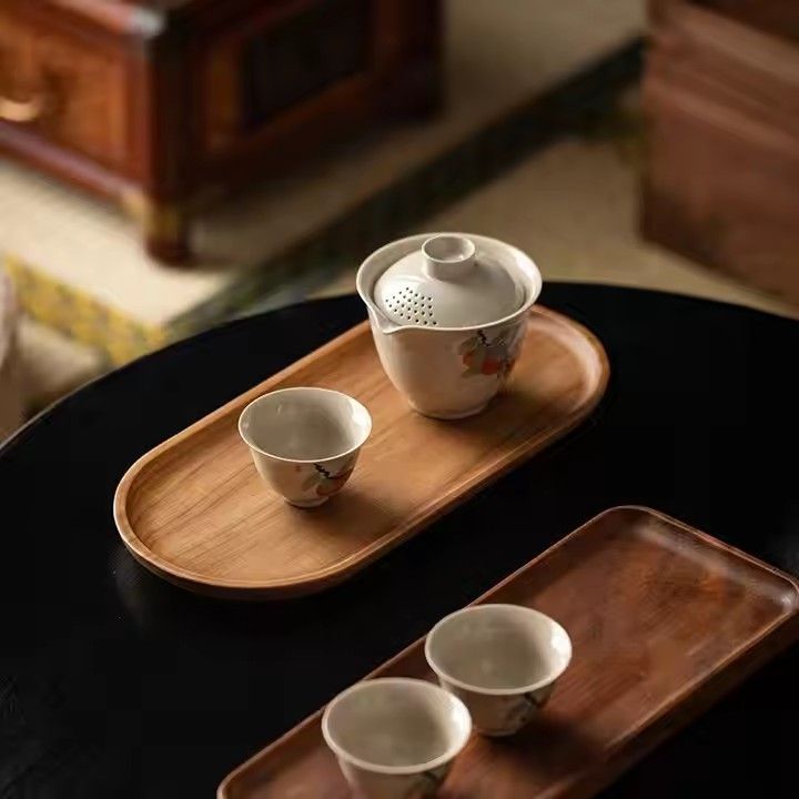 Black walnut wood serving platters and trays for tea food appetizer tray rectangle oval wooden plates for steak