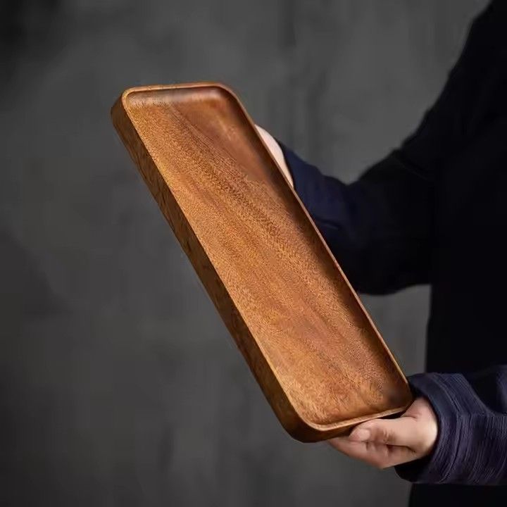 Black walnut wood serving platters and trays for tea food appetizer tray rectangle oval wooden plates for steak