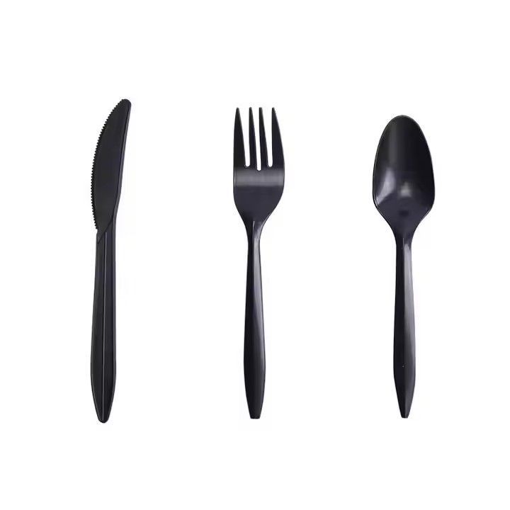 Eco friendly disposable cutlery set compostable durable utensils cornstarch flatware includes fork knife spoon