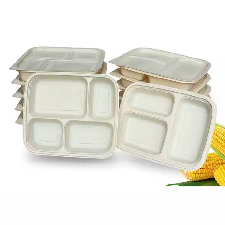 3 4 compartment plastic corn starch mealbox biodegradable cornstarch food packaging lunch box