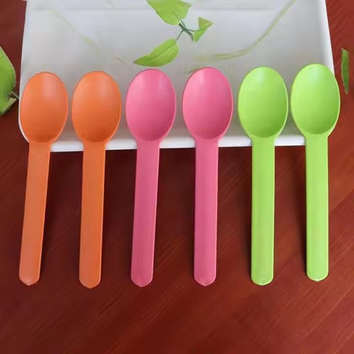 Disposable colored cornstarch yogurt spoon cutlery biodegradable compostable spoons