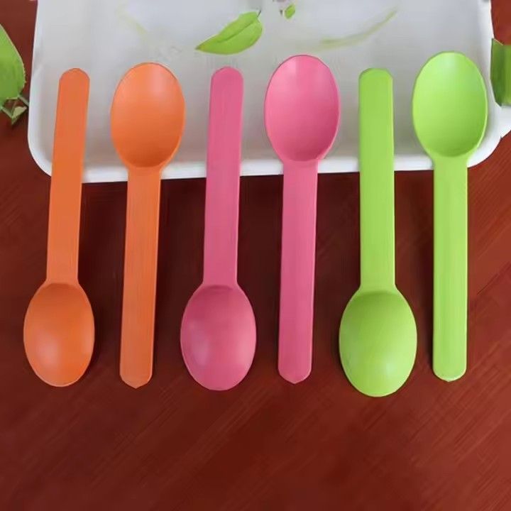 Disposable colored cornstarch yogurt spoon cutlery biodegradable compostable spoons