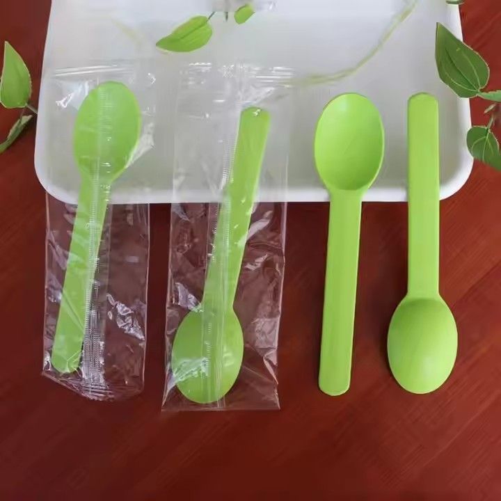 Disposable colored cornstarch yogurt spoon cutlery biodegradable compostable spoons