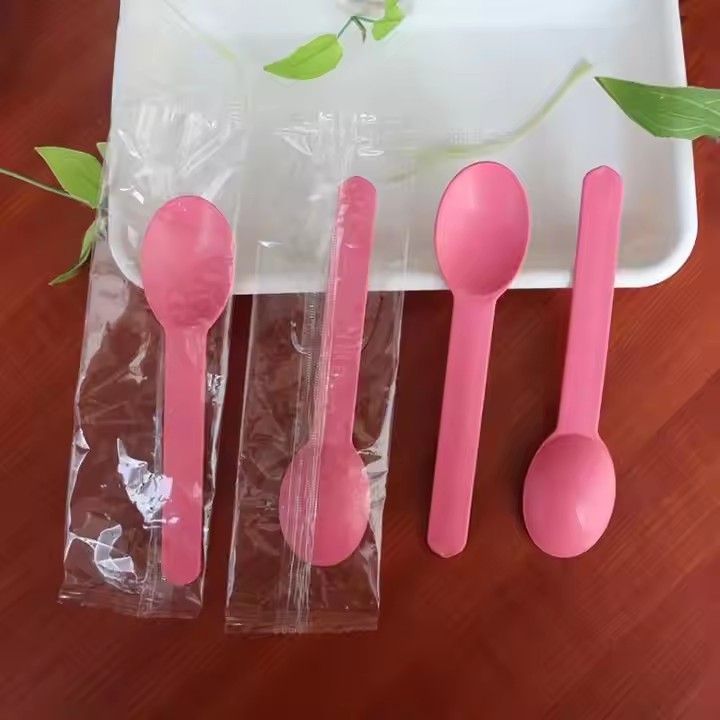 Disposable colored cornstarch yogurt spoon cutlery biodegradable compostable spoons