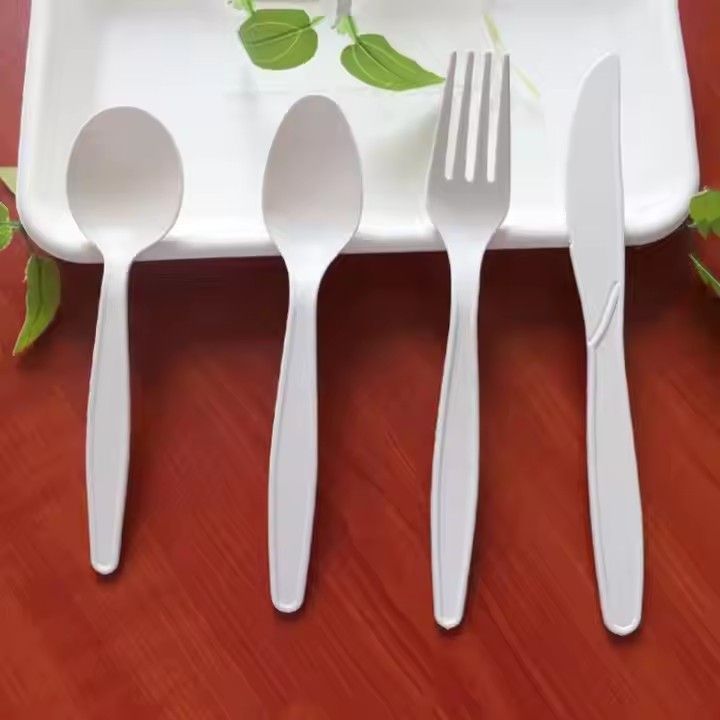 Green 8inch disposable knife fork spoon biodegradable cornstarch cutlery set