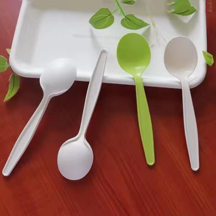 Green 8inch disposable knife fork spoon biodegradable cornstarch cutlery set