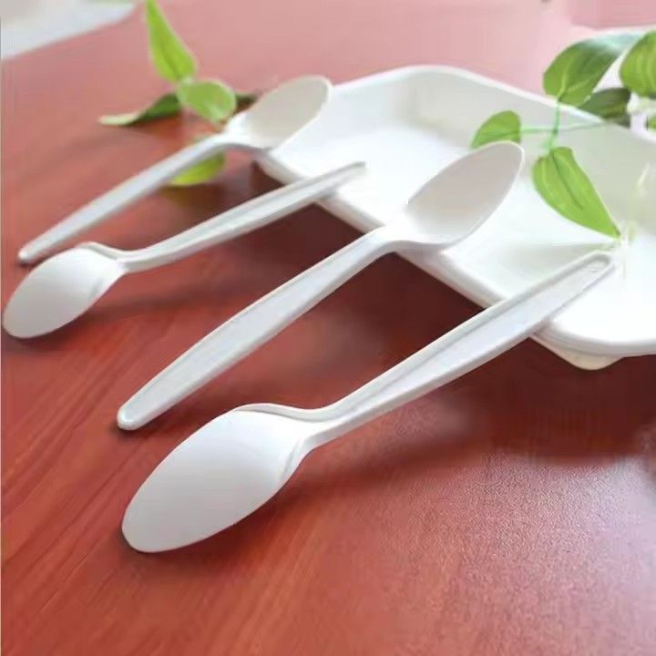 Green 8inch disposable knife fork spoon biodegradable cornstarch cutlery set