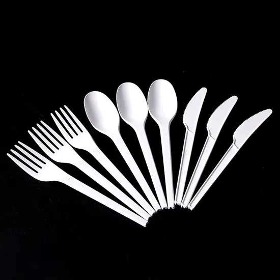 Fully Degradable Disposable Tableware Cake Fruit Tools PLA Knife, Fork and Spoon