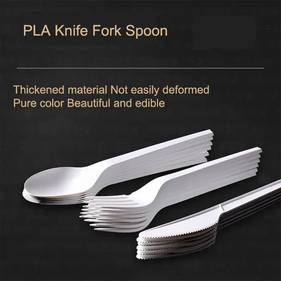 Fully Degradable Disposable Tableware Cake Fruit Tools PLA Knife, Fork and Spoon