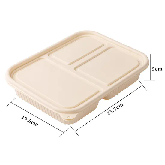 Meal Prep 3 Compartment Cornstarch Lunch Box Disposable Food Container with Lid