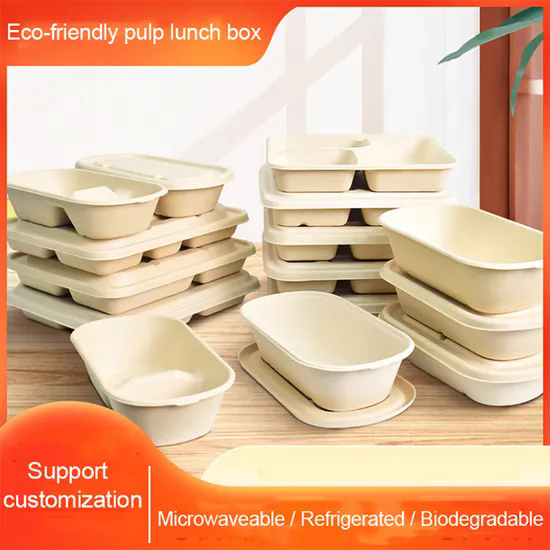 Adult Bento Box Environmentally Friendly Paper Pulp Food Containers Biodegradable Lunch Box