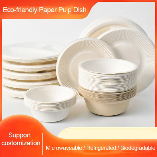 Food Grade Pulp Paper White Natural Color Compostable Biodegradable Disposable Plates Bowls