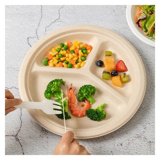 Food Grade Pulp Paper White Natural Color Compostable Biodegradable Disposable Plates Bowls