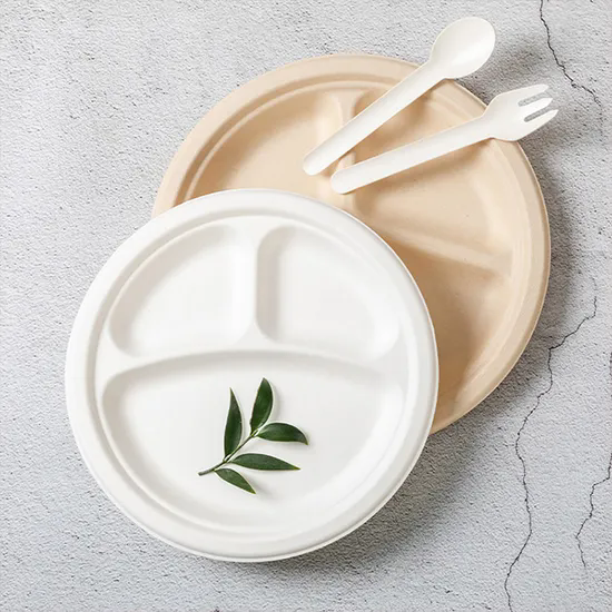 Food Grade Pulp Paper White Natural Color Compostable Biodegradable Disposable Plates Bowls