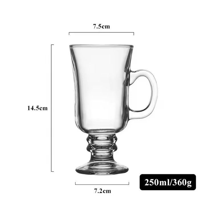 Creative customized handle design hear-resistant glass iced coffee cup milk tea cup