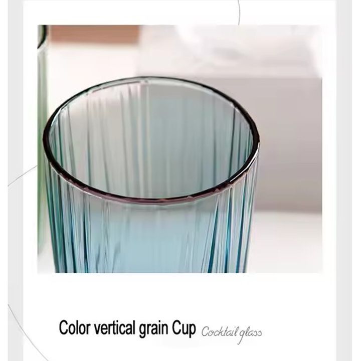 280ml Wholesale Custom Mug High Borosilicate Glass Cups Shot Glasses Striped Glass Water Mug Tumbler Cup