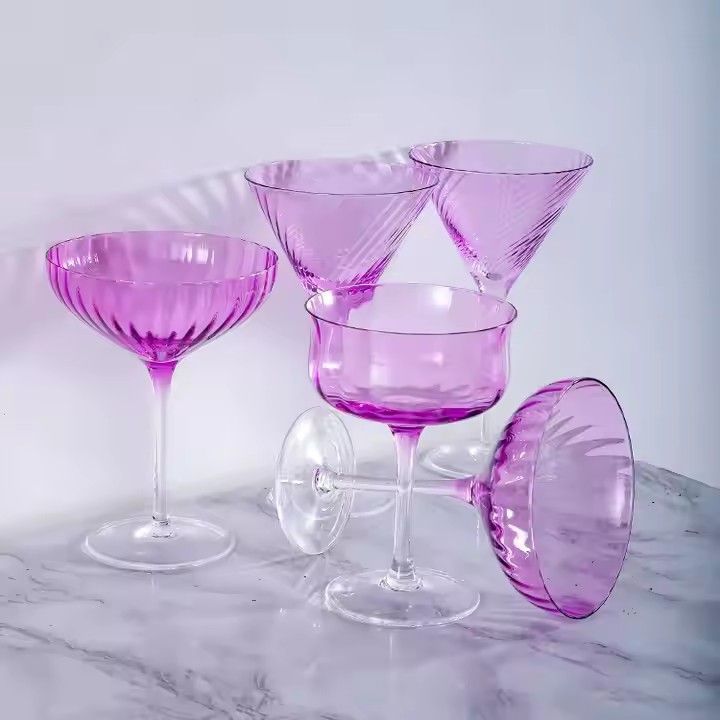 Lead-free glass wine glasses Martini home restaurant bar Purple color Cocktail wine glasses for wedding