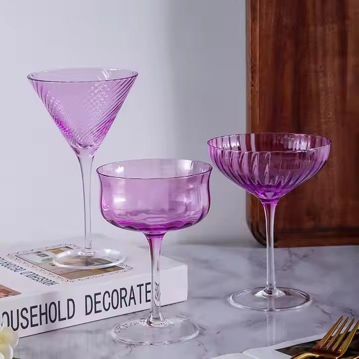 Lead-free glass wine glasses Martini home restaurant bar Purple color Cocktail wine glasses for wedding